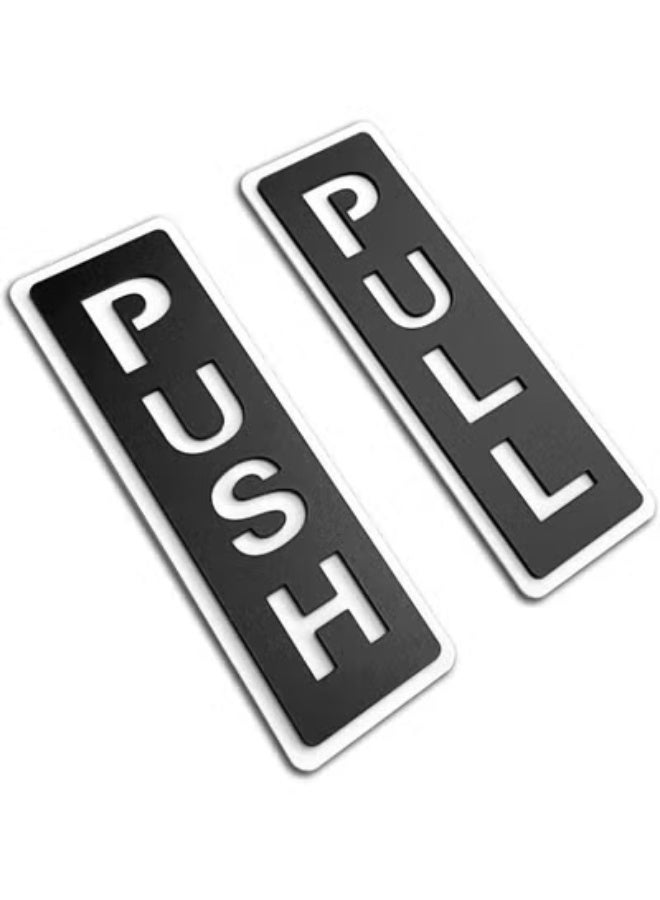 Lembang Push-Pull Vertical Door Sign, 3D Acrylic, Indoor/Outdoor Use, 5.08 cm x 14.99 cm, Black and White - Image 1